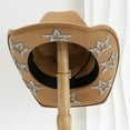 thumbnail image 2 of Fgnfyis Sparkling Rhinestone Western Cowboy Hat Elegant Wide Brim Design For Party Wedding And Events Khaki One Size, 2 of 6