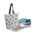 thumbnail image 2 of Open Top Canvas Tote Bag with Zipper Reusable Shopping Bag 13.5x15" Roomy Carryall Heart-shaped Star Cookies, 2 of 9