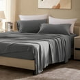 thumbnail image 3 of SLEEP ZONE Queen Sheets Set - 4 Piece Bedding - Jersey Knit Cooling Sheet Set - Soft and Fade Resistant - Easy Care - Deep Pocket (Queen,Grey), 3 of 8