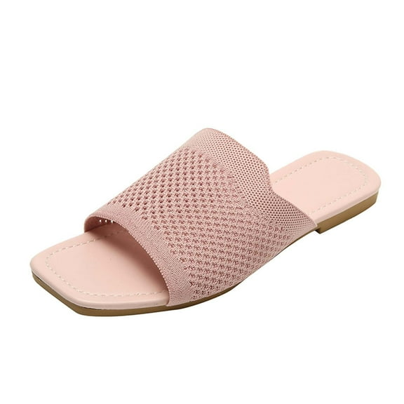VerPetridure White Sandals Women Women's Summer Fashion Casual Mesh Surface Slippers Flat Bottom Solid Color Slippers