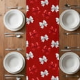thumbnail image 4 of Table Runner 72 Inches Long for Kitchen Dining, Red White Bow Dresser Scarf Farmhouse, Dining Table Decorations for Wedding/Parties, Modern Art Watercolor Bowknot 14 x 72 In, 4 of 8