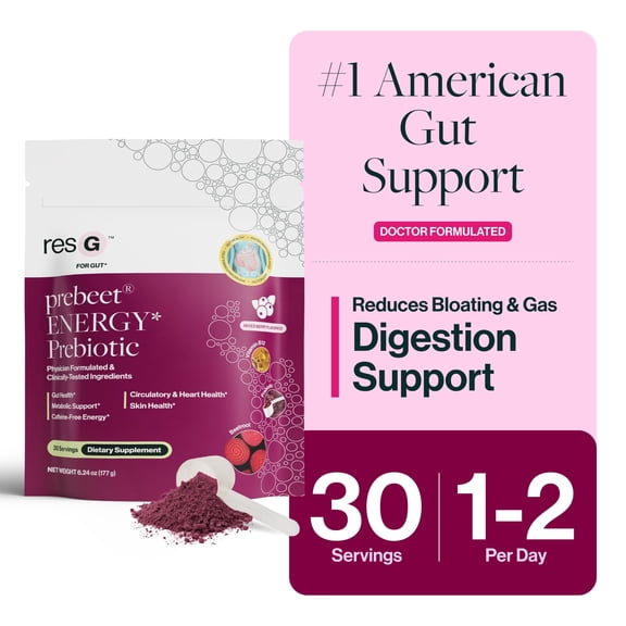 resbiotic resG prebeet Energy Prebiotic Fiber Drink Mix, Digestion Support, 6.24 oz