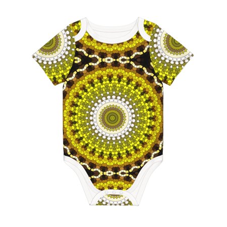 

Coaee Yellow Mandala for Soft Cotton Baby Short-Sleeve Bodysuit Baby Girls Boys Bodysuit Romper