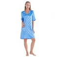 thumbnail image 2 of Nightgown Sexy Lingerie for Women Nightwear Satin Plaid Short Sleeve V Neck Silk Thin Dress House Dress Sleepwear, Blue S-2XL, 2 of 6