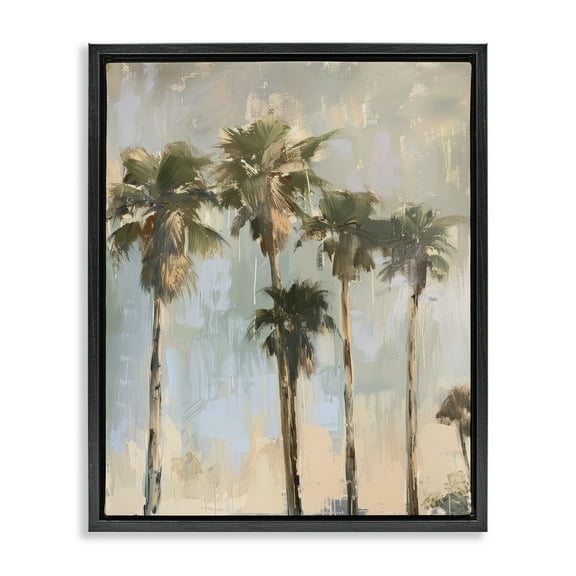 Stupell Industries Painterly Palm Trees Landscape & Nature Painting Black Floater Framed Canvas Art Print Wall Art, 17 x 21