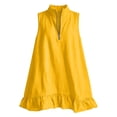 thumbnail image 5 of Hduncf Women's Sleeveless Ruffle Hem Mini Dress Half Zip Stand Collar A Line Short Dresses Summer Casual Boho Beach Sundress Yellow XXL, 5 of 8