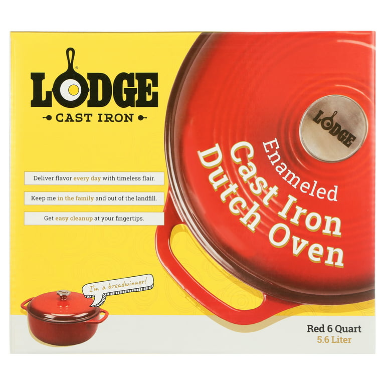 Lodge 6 Quart Enameled Cast Iron Dutch Oven - Red