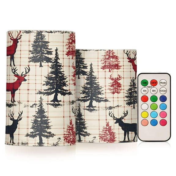 Yayeee Flameless Candles with Remote Flickering Battery Operated Multi Color Changing, Red Deer