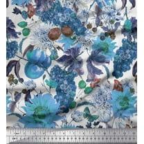 Soimoi Blue Cotton Duck Fabric Grapes & Sunflower Flower Fabric Prints by Yard 42 Inch Wide
