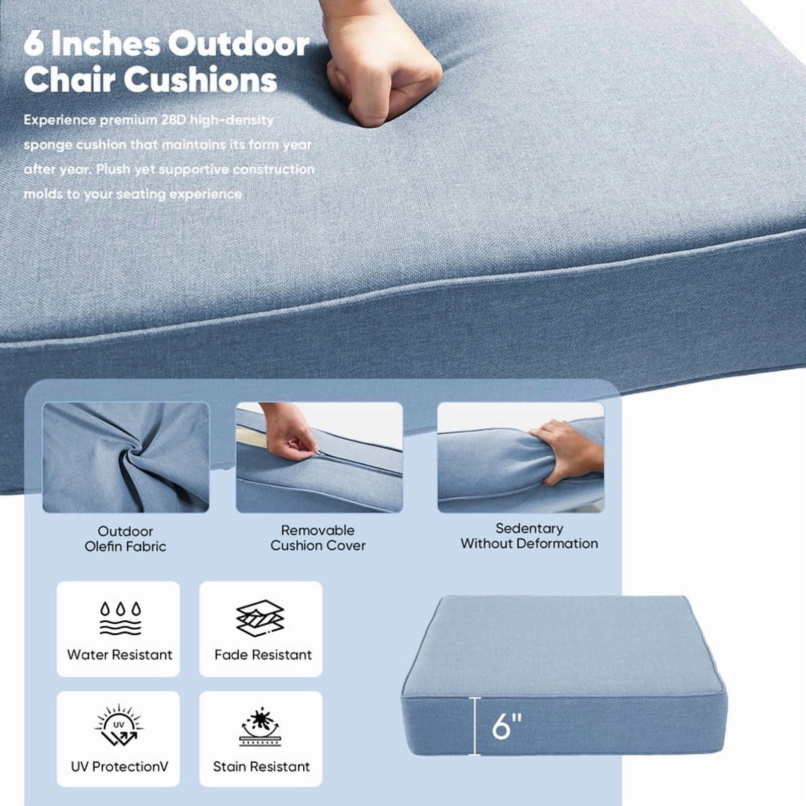 Gymojoy 22 in. x 24 in. x 6 in.Deep Seat Cushion Set, Olefin 8-Piece Deep Seating Outdoor Replacement Lounge Chair loveseat Sofa Cushion in Turquoise