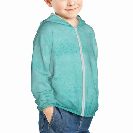 

Uemuo Blue And Turquoise Pattern Rash Guard for Boys Girls Long Sleeve Swim Shirts UPF 50+ UV Sun Protection Hooded Fishing Shirt with Pocket for Kid-3 Years