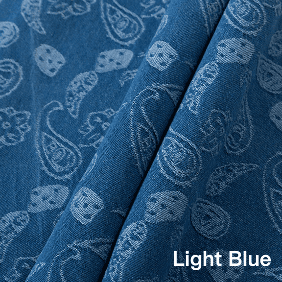 Washed Paisley Jacquard Denim Fabric by The Yard, 100% Cotton Medium Weight Fabric for Apparel, Bags and Crafts