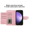 thumbnail image 2 of Elegant PU Leather Wallet Case for Samsung Galaxy A54 5G with Wrist Strap, Women Girls Shockproof Kickstand Magnetic Closure Card Slots Rugged Phone Case Cover for Samsung Galaxy A54 5G, Pink, 2 of 7