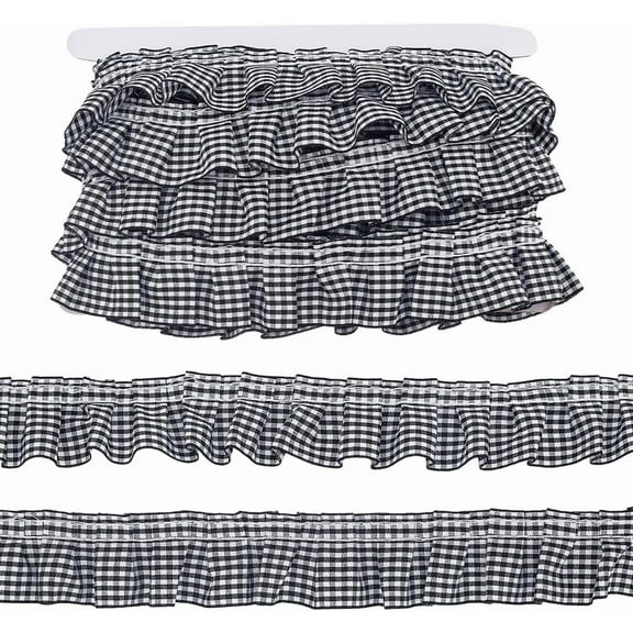 10 Yards Ruffle Pleated Lace Trim Ruffle Edge 1.6 inch Ruffle Ribbons Trimming Lace Trim Satin Ribbon Fabric Edge Trim Trimming Fabric for Applique Sewing Crafts Decoration Black