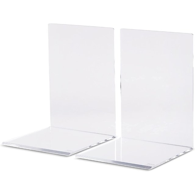 Juego de 2 sujetalibros de acrílico transparente con antideslizante, para dormitorio, oficina, escuela y oficina (4 pares) TUNC Sencillez