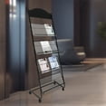 thumbnail image 4 of 4-Layer Mobile Metal Floor-Standing Magazine Newspaper Rack Black with Wheeled, 4 of 23