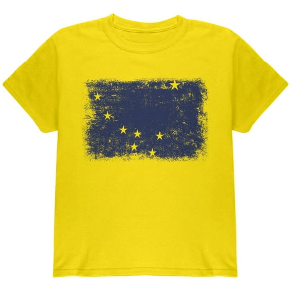 Born and Raised Alaska State Flag Youth T Shirt Yellow YSM