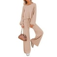 thumbnail image 2 of Fashnice Ensembles de Survêtements pour Femmes Col Rond Ensemble de Jogging à Manches Longues Coupe Ample Haut Court Pantalon Grand Abricot TG, 2 of 4