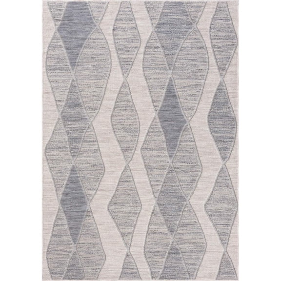 HomeRoots 517486 5 x 7 ft. Blue Geometric Indoor & Outdoor Rectangle Area Rug