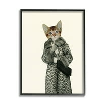 Stupell Industries Glam Leopard Pattern Vintage Coat Fashion Cat Framed Wall Art, 16 x 20, Design by Cassia Beck