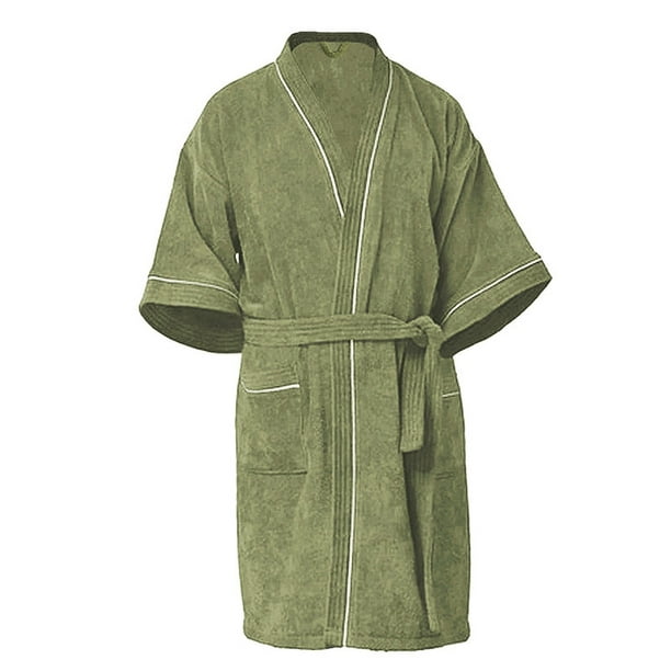 Bata De Baño 100% Algodón Absorbente, Extra Suave con Bolsillos Laterales y Cinturón - Unisex y Unitalla-Verde
