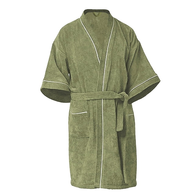 Bata De Baño 100% Algodón Absorbente, Extra Suave con Bolsillos Laterales y Cinturón - Unisex y Unitalla-Verde