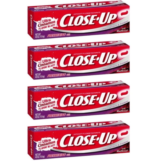 Pasta dental Close-Up con flúor, gel rojo refrescante, 120 ml (paquete de 4)