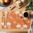 thumbnail image 2 of Tropical Palm Tree Placemats Set of 4 Orange White Plants Coastal Leaf Beach Place Mats Indoor Wipeable Table Mats Washable Cloth Dining Table Placemats for Kitchen Holiday Party Decor 13x19 Inch, 2 of 9
