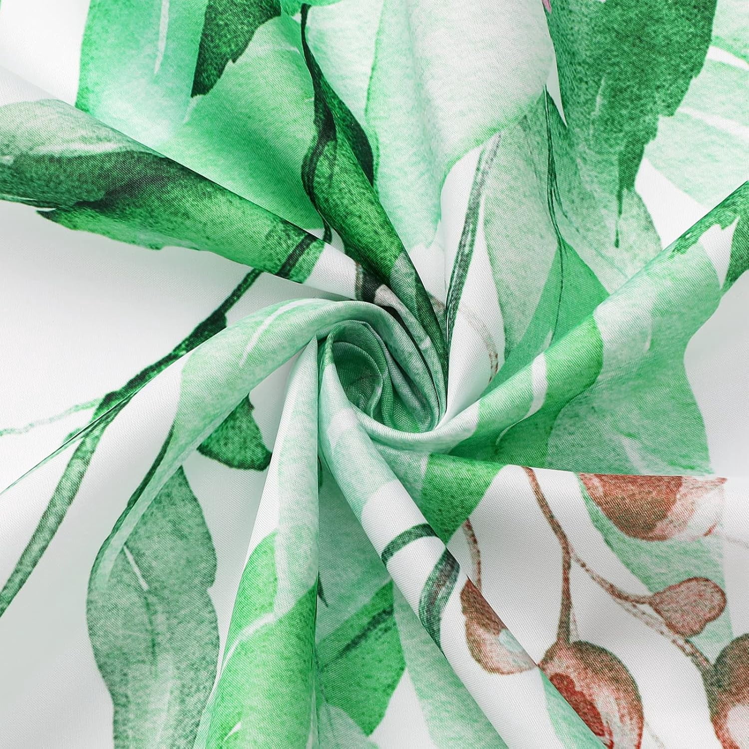 Gibelle Small Stall Shower Curtain 36 x 72, Narrow Emerald Green Floral Shower Curtain for Bathroom, Watercolor Plant Eucalyptus Leaves Fabric Shower Curtain Set with Hooks