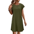 thumbnail image 2 of Horkkom T Shirt Dress Women Mini Short Sleeve Solid Color Summer Dresses Beach Vacation Sundresses, S-2XL, 2 of 5