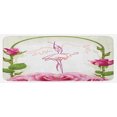 thumbnail image 1 of Feminine Kitchen Mat, Dancing Ballerina Line Art Drawing with Wings and Tutu on Roses Bloom, Plush Decorative Kitchen Mat with Non Slip Backing, 47" X 19", Pink Green Grey Yellow, by Ambesonne, 1 of 1