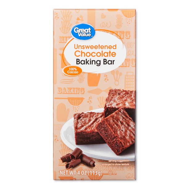 Great Value Unsweetened Chocolate Baking Bar, 4 oz