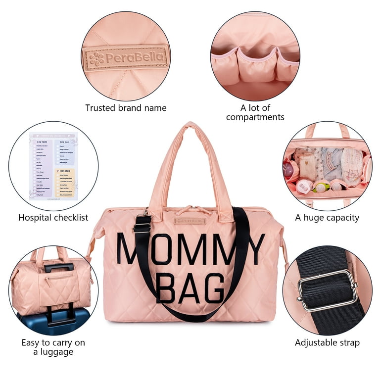 Perabella Mommy Bag for Hospital, Mom Bag Diaper Bag Tote, Mommy Hospital Bag, Mom Hospital Bags for Labor and Delivery Essentia