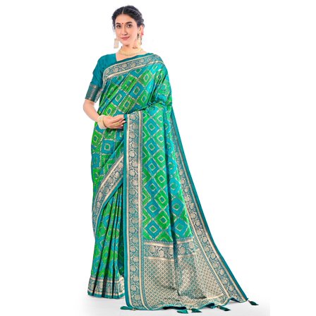 Sarees For Women Indian Diwali Bollywood Banarasi Art Silk Saree Woven Sari & Unstitched Blouse