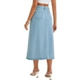 thumbnail image 3 of INSPIRE CHIC Women's Skirt Jean High Waist A-Line Thigh Split Midi Denim Skirt M Light Blue, 3 of 6