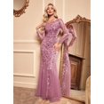 thumbnail image 4 of Dusty Pink Sequin Embroidered Mesh Mermaid Evening Dress, 4 of 27