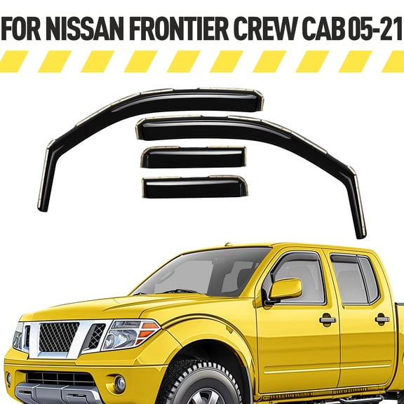 AEROGUYS Extra Durable Window Deflectors In-Channel Window Visors Rain Guards Fit for Frontier 2005-2021 Crew Cab, Sun Visors, Wind Vent for Shades, Exterior Car Accessories - 4 pcs. AG0863