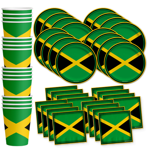 Jamaican Flag Birthday Party Supplies Set Plates Napkins Cups Tableware Kit for 16