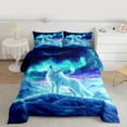 thumbnail image 2 of jejeloiu Safari Animal Wolf Queen Comforter Set,Galaxy Starry Sky Bedding Comforter Set For Boys Kids Reversible 3-Piece, 2 of 8