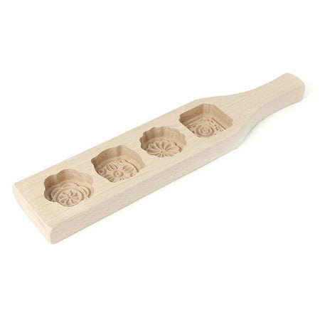 

TINYSOME Wooden 4 Flower Muffin Mooncake Handmade Soap Mold Biscuit Chocolate Mould DIY