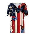 thumbnail image 4 of Vetsdori Summer T Shirts for Women American Flag Graphic Pullover Short Sleeve Independence Day V-Neck Fashion , Casual Red White and Blue Womens Tops July 4th, 4 of 9