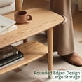 thumbnail image 5 of YWEN 100% Solid Oak Wood Coffee Table with Open Shelf - Oval Narrow Coffee Table for Small Space, Living Room (Oak, 39.37"), 5 of 8