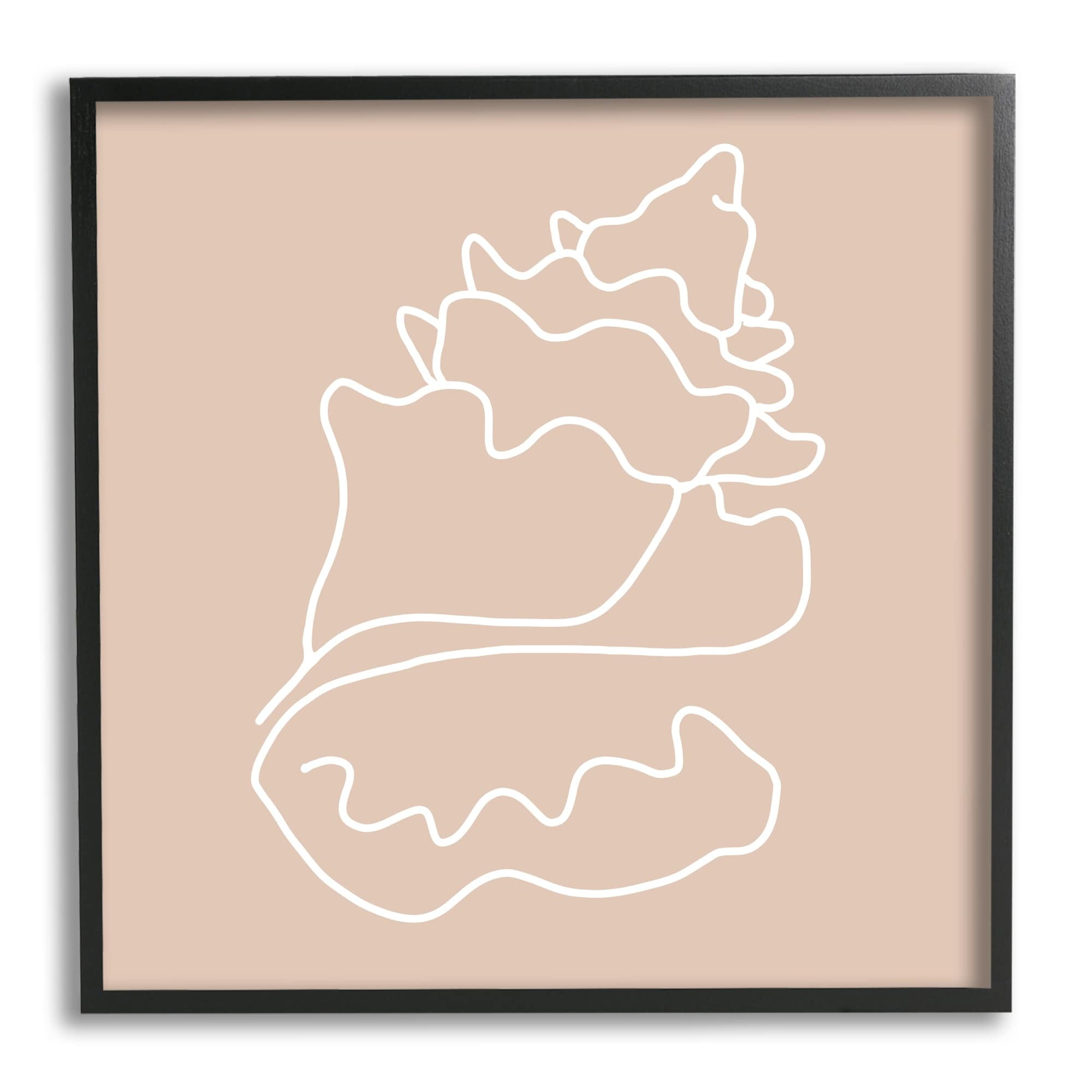 Stupell Industries Conch Shell Line Doodle Minimal Beige Beach Graphic Art Gray Framed Art Print Wall Art, Design by Daphne Polselli