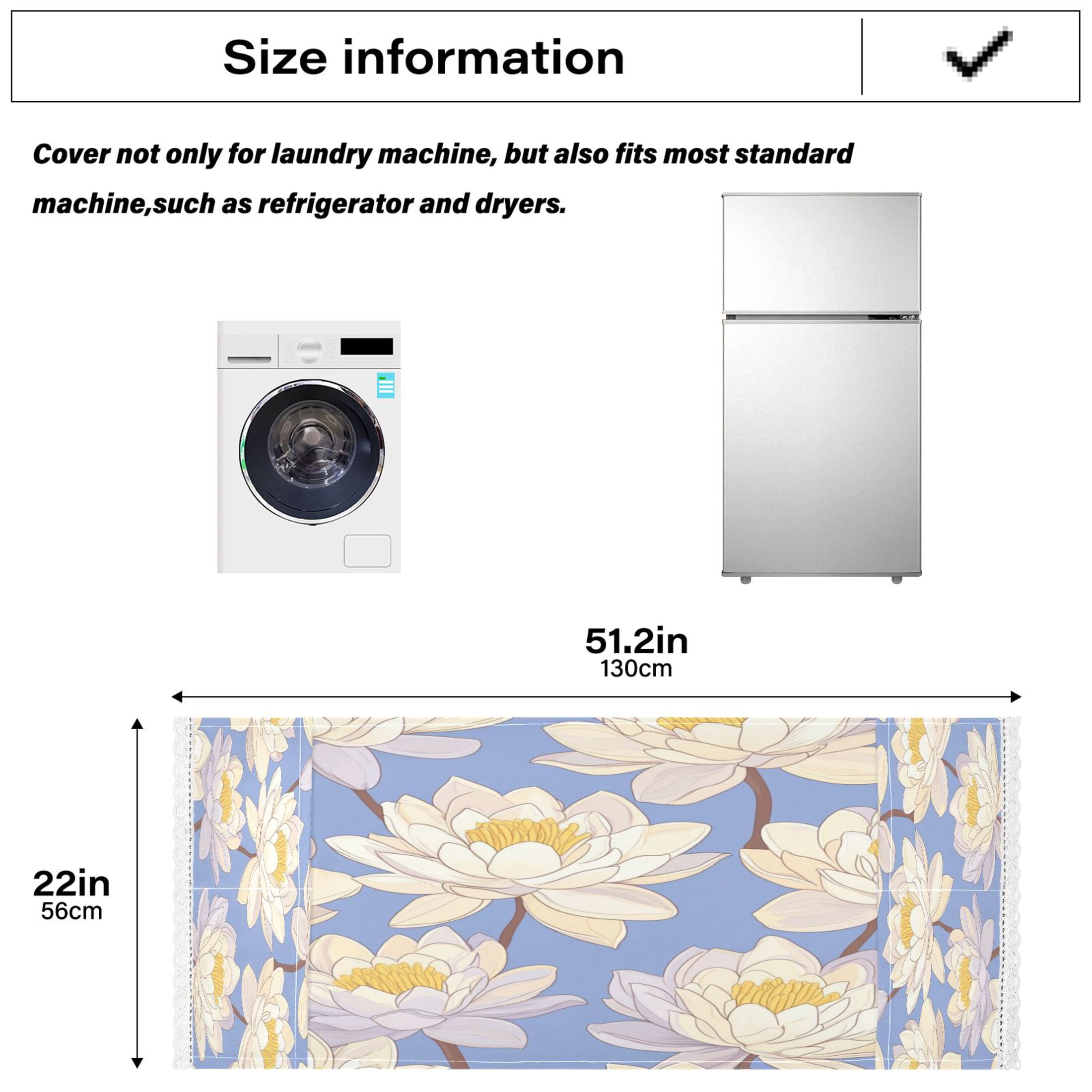 WOBOGO A Seamless Pattern Of Water Lilies Washing Machine Cloth Dryer Refrigerator Top Cover Protective Non-Slip Mat For Kitchen Laundry