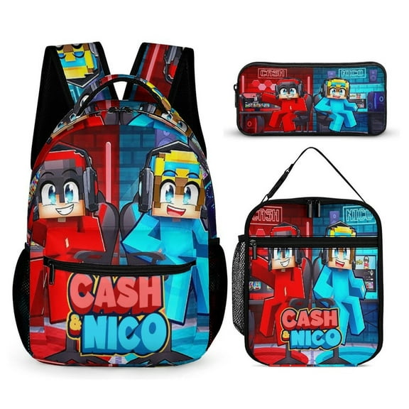 Cash And Nico Casual Backpack 3 Piece Set Lightweight Laptop Shoulder Bag Insulated Lunch Bag Pencil Case