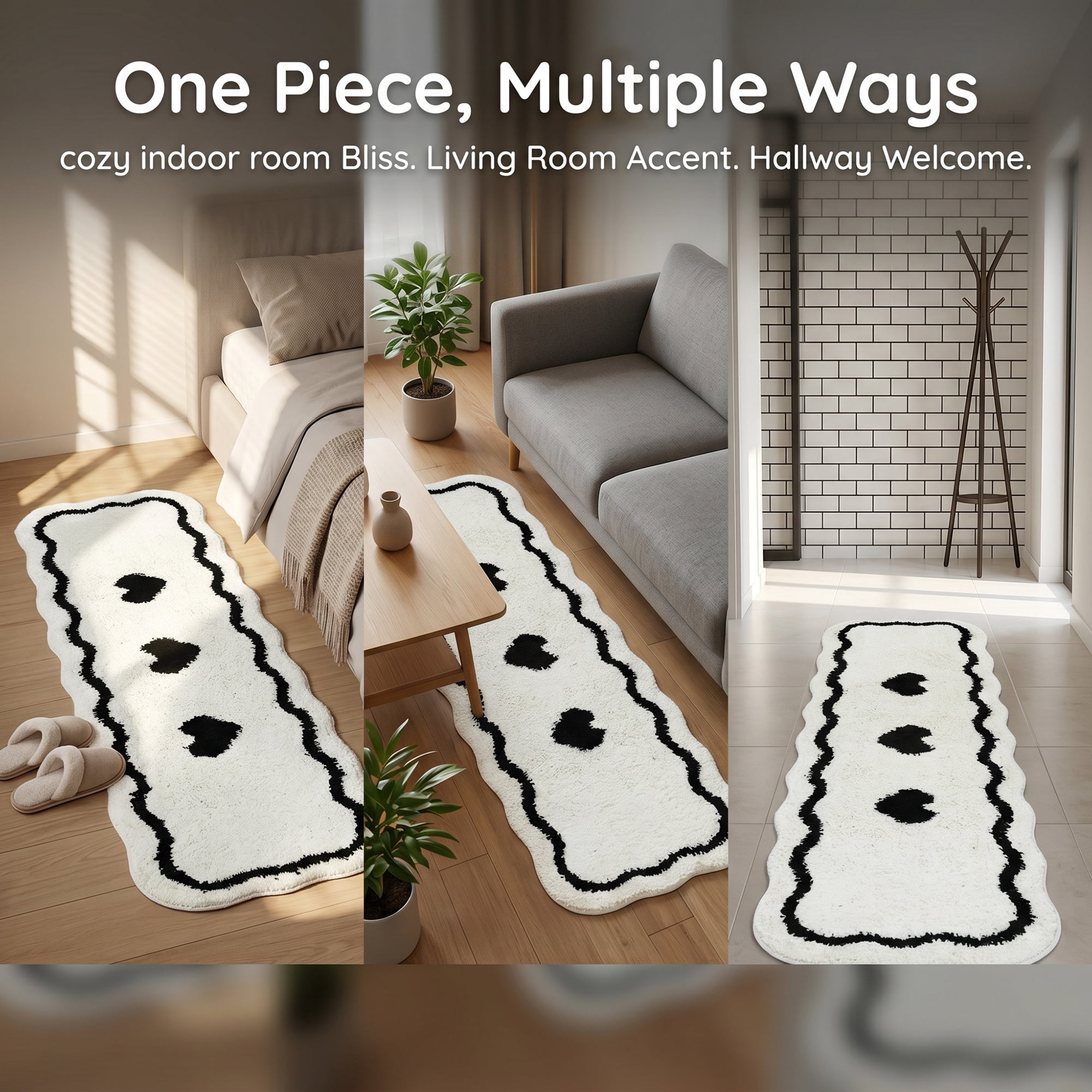 Unique Bargains Extra Long Shaggy Faux Fur Non-Slip Plush Rug White 47" x 16"