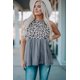 thumbnail image 4 of ABPHQTO Camiseta sin mangas fruncida fluida con empalme de leopardo para mujer, 4 of 5