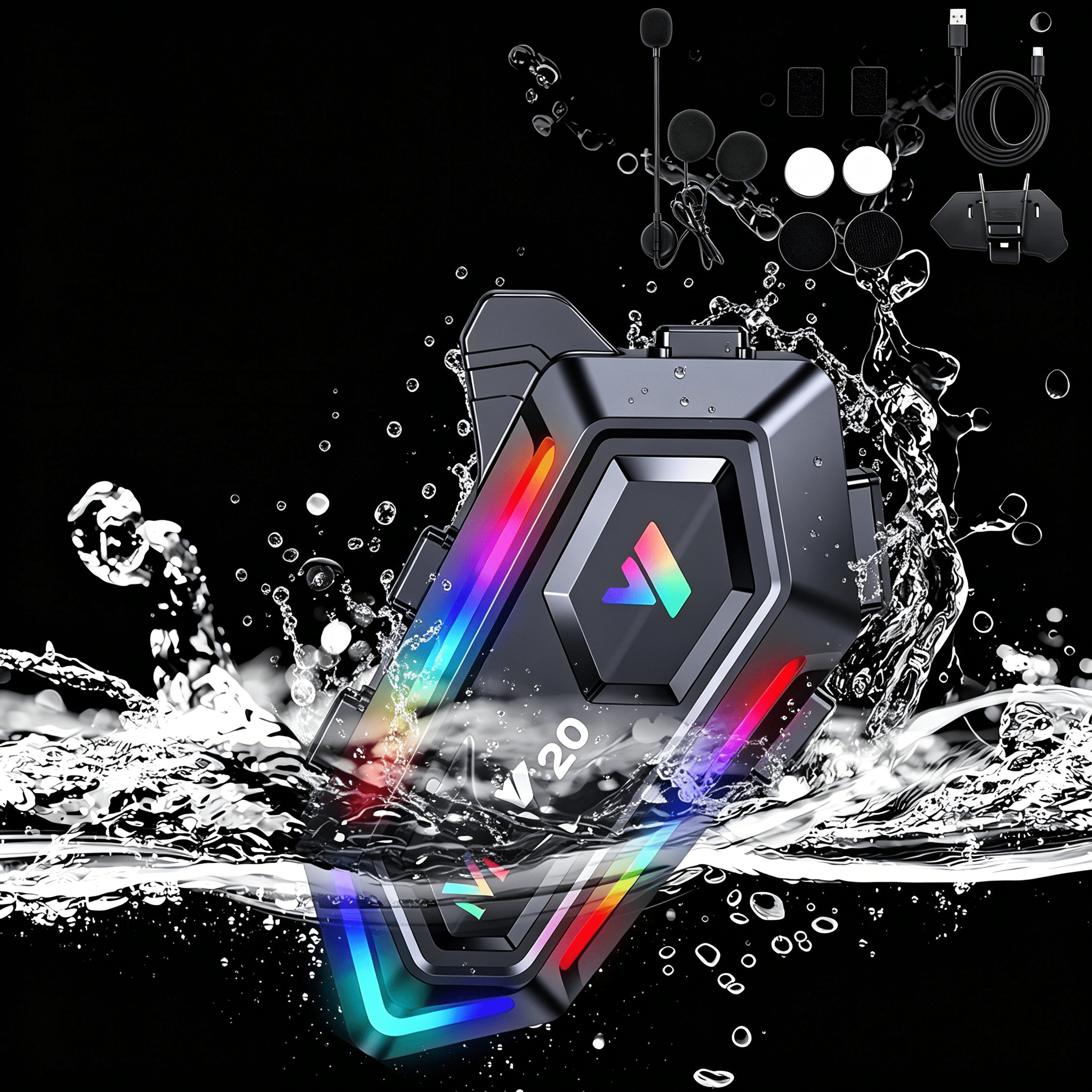 GJX 2026 New Motorcycle Bluetooth Intercom for Headset Helmet with Mic Helmet Accessories Bluetooth Speaker for Motorcycle,Scooter,Atv,Bike