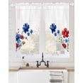 thumbnail image 2 of Blue Red Spring Floral Swag Valances for Windows, Pastoral Flowers Watercolor Rod Pocket Sheer Valances for Large Windows, Swag Toppers Light Filtering for Kitchen Living Room 2 Panels 36''x63'', 2 of 6