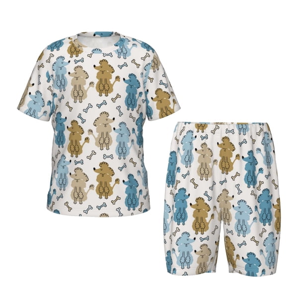 Balery Cartoon Poodle Dog Conjunto de Pijama Infantil de Manga Corta con Estampado – Ropa de Dormir de Algodón Suave-4X-Large